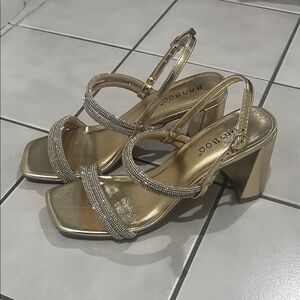 BAMBOO Metallic Gold Strappy Heels